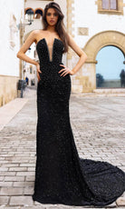 Chic and Holland AR330261 - Plunging Neck Strapless Evening Gown - Silhouette Dresses