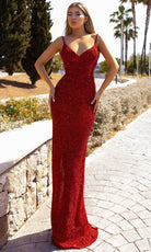 Chic and Holland AR330270 - Beaded V-Neck Prom Gown - Silhouette Dresses
