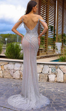 Chic and Holland AR330289 - Stone Embellished Cold Shoulder Prom Gown - back view