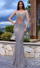Chic and Holland AR330296 - Sleeveless Glitter Prom Gown - Silhouette Dresses