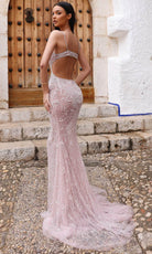 Chic and Holland AR330303 - Embroidered Sleeveless Fitted Prom Gown - back view