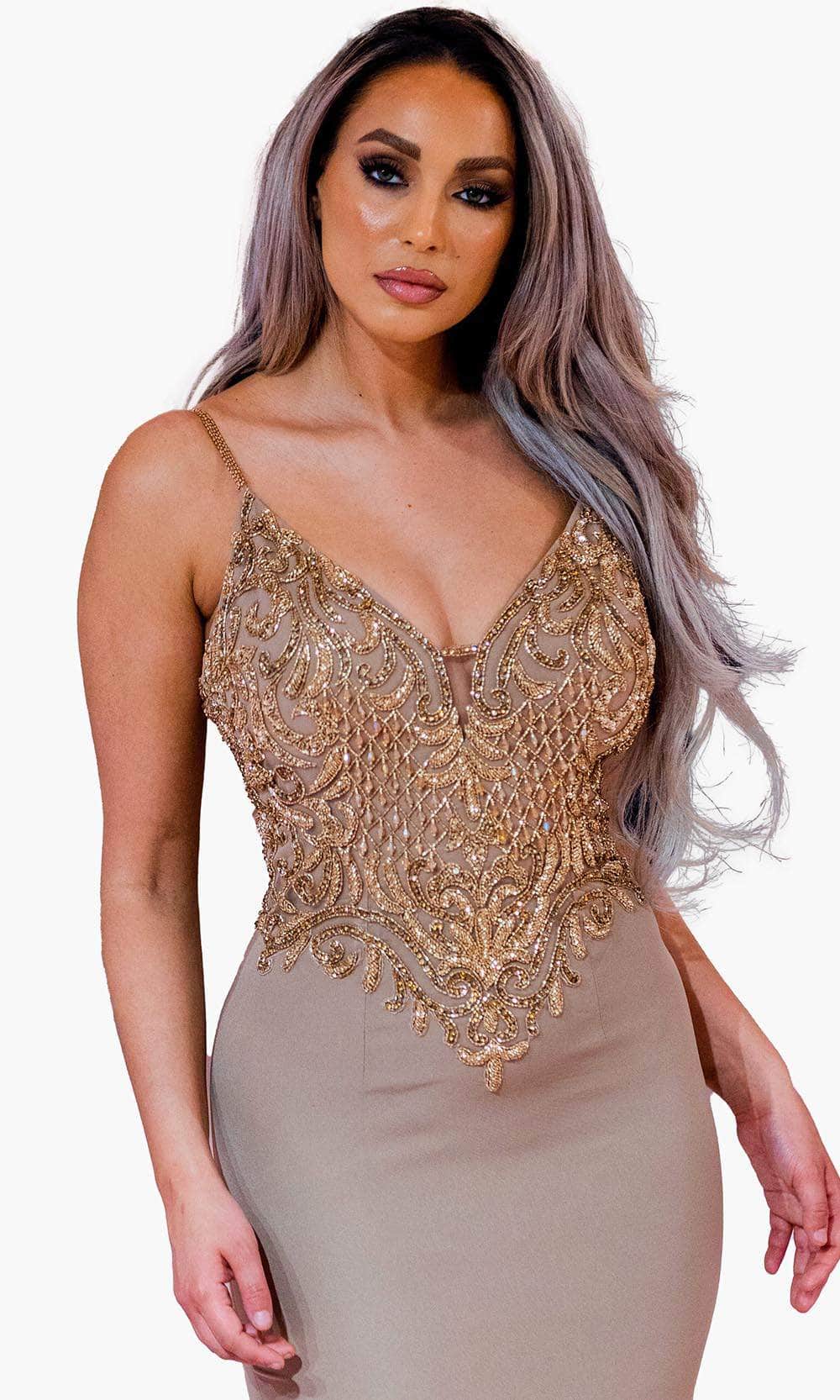 Chic and Holland BM1854 - Beaded Sleeveless Evening Dress - detail view