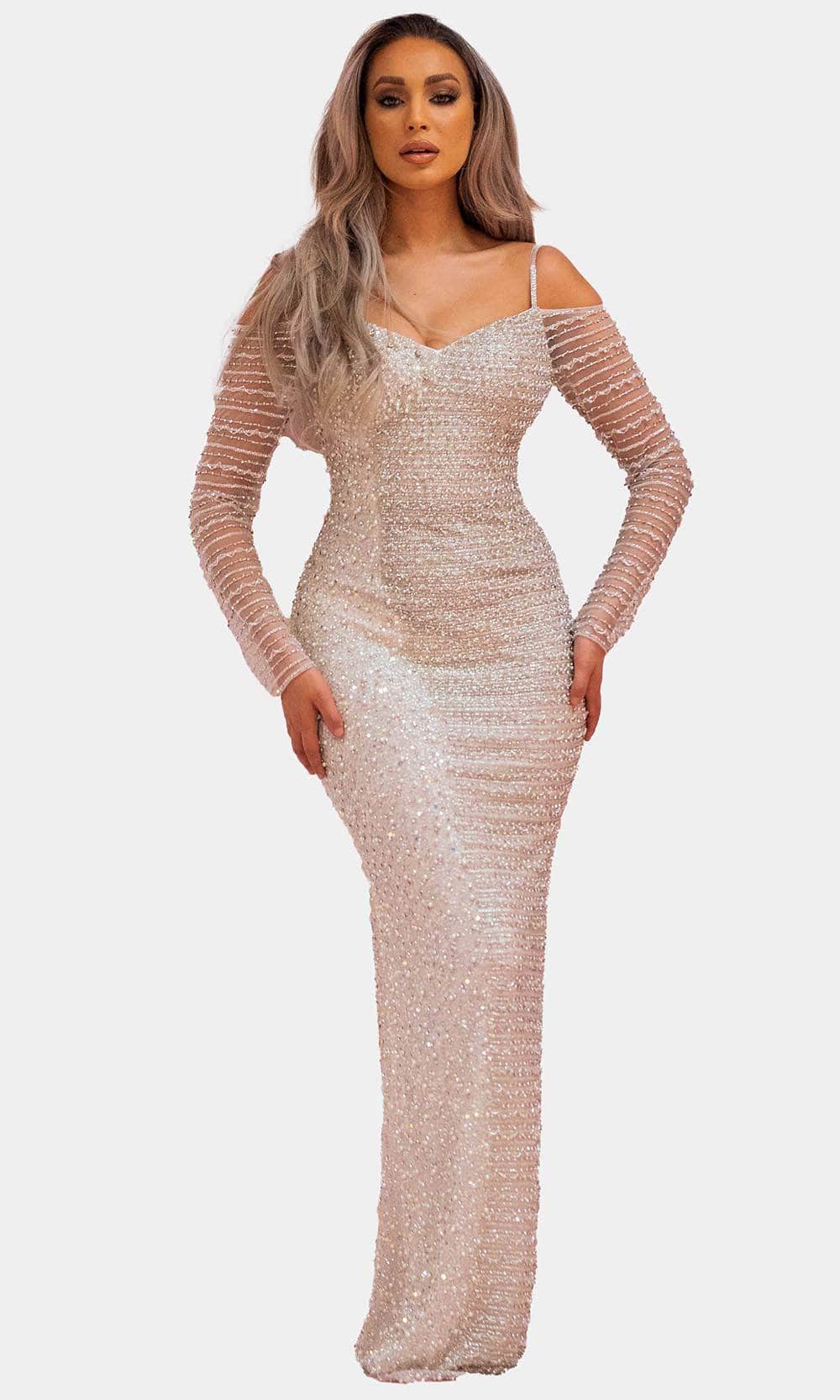 Chic and Holland BR1982 - V-Neck Bridal Gown With Slit - Silhouette Dresses