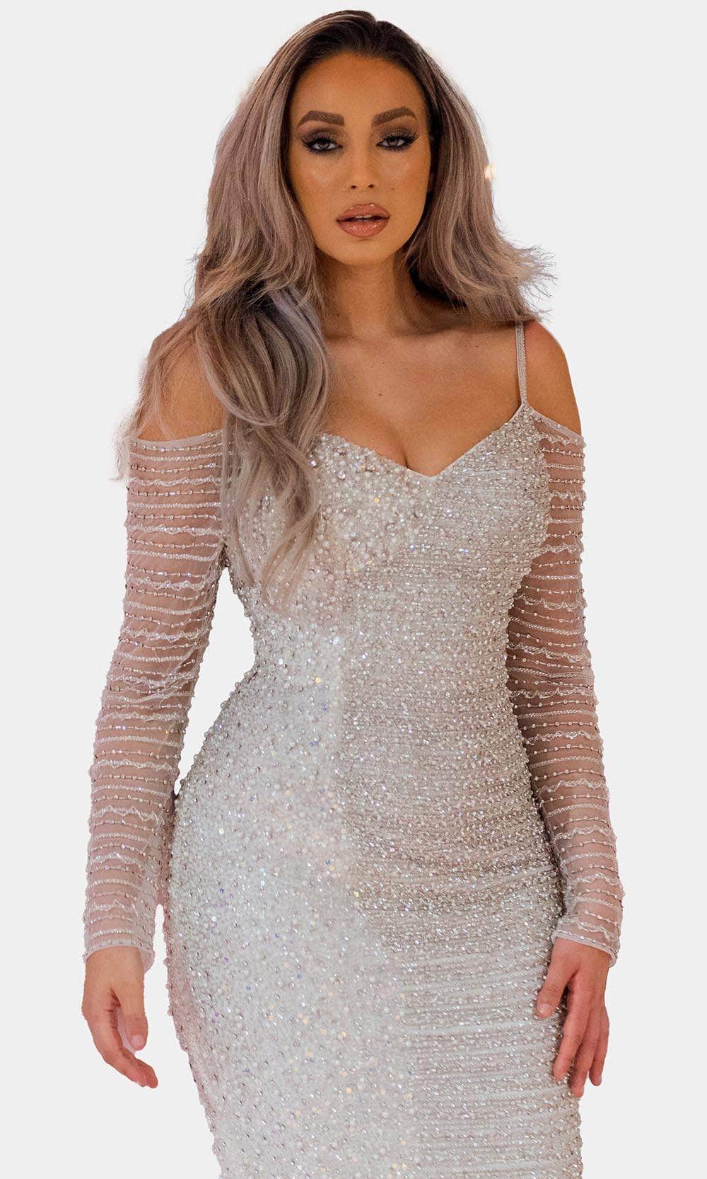 Chic and Holland BR1982 - V-Neck Bridal Gown With Slit - detail view