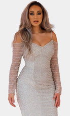 Chic and Holland BR1982 - V-Neck Bridal Gown With Slit - detail view