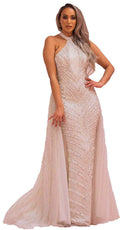 Chic and Holland BR1990 - High Halter Overskirt Bridal Dress - Silhouette Dresses