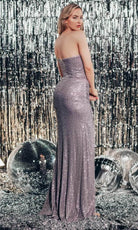 Chic and Holland HC008 - Strapless Ruched Sequin Prom Dress - back view