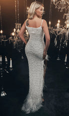 Chic and Holland HF110074 - Beaded Fringe Evening Dress