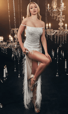 Chic and Holland HF110074 - Beaded Fringe Evening Dress - detail view