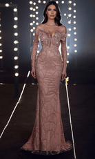 Chic and Holland HF110086 - Petal Ornate Evening Gown - Silhouette Dresses
