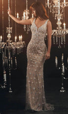 Chic and Holland HF110101 - Plunging V-Neck Evening Dress - detail view