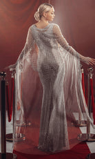 Chic and Holland HF110109 - Lattice Motif Cape Gown