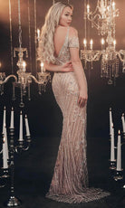 Chic and Holland HF110111 - Bead Embroidered Evening Gown - back view