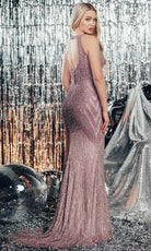 Chic and Holland HF110143 - Cutout Beaded Evening Gown - back view