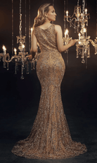 Chic and Holland HF110158 - Beaded Couture Evening Gown - back view