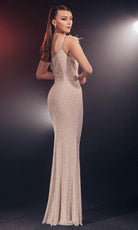 Chic and Holland HF110166 - Beaded Cutout Evening Gown