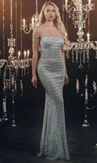 Chic and Holland HF110178 - Bead Embellished Evening Gown
