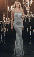 Chic and Holland HF110178 - Bead Embellished Evening Gown - Silhouette Dresses
