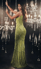 Chic and Holland HF110186 - Bead Embossed Evening Gown