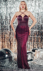Chic and Holland HF110222 - Plunging Beaded Evening Gown - Silhouette Dresses