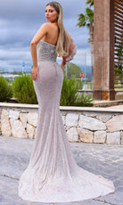 Chic and Holland HF110277 - Ruffled Shoulder Sweetheart Evening Dress - back view