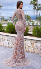 Chic and Holland HF110281 - Bateau Front Cutout Evening Dress - back view
