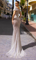 Chic and Holland HF110282 - Off Shoulder V-Neck Evening Dress - back view