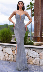 Chic and Holland HF110284 - Strapless Plunging V-Neck Evening Dress