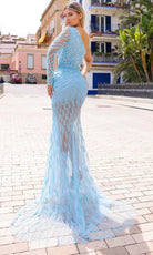 Chic and Holland HF110289 - Illusion Skirt One Shoulder Evening Dress - back view