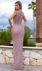 Chic and Holland HF110294 - Cap Sleeve Column Evening Dress - back view