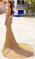 Chic and Holland HF110300 - Sequined Plunging Neckline Evening Dress - back view