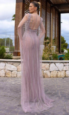 Chic and Holland HF110301 - Sheer Cape Sleeve Evening Dress