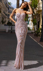 Chic and Holland HF110303 - Sleeveless Illusion Yoke Evening Dress - Silhouette Dresses