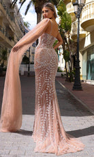 Chic and Holland HF110306 - Beaded Plunging Sweetheart Evening Dress - back view