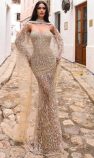 Chic and Holland HF110307 - Sweetheart Evening Dress with Cape - Silhouette Dresses