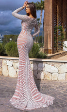 Chic and Holland HF110316 - Long Sleeve Sweetheart Evening Dress - back view