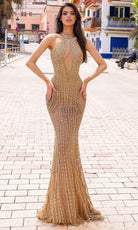 Chic and Holland HF110321 - Cutout Back Embellished Evening Dress