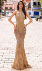 Chic and Holland HF110321 - Cutout Back Embellished Evening Dress - Silhouette Dresses