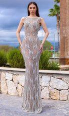 Chic and Holland HF110326 - Bateau Neck Backless Evening Dress - Silhouette Dresses