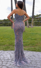Chic and Holland HF110328 - Sequin Plunging V-Neck Evening Dress - back view