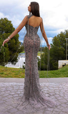 Chic and Holland HF110335 - Sweetheart Fringed Choker Evening Dress - back view