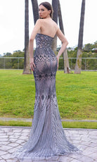 Chic and Holland HF110337 - Strapless Scoop Neck Evening Dress - back view
