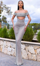 Chic and Holland HF110338 - Straight Across Column Evening Dress - Silhouette Dresses