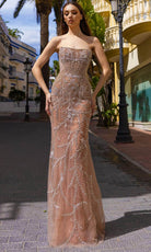 Chic and Holland HF110348 - Straight Across Fitted Evening Dress - Silhouette Dresses