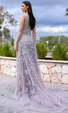 Chic and Holland HF110367 - Beaded Illusion Sleeveless Evening Dress