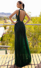 Chic and Holland HF110380 - High Halter Beaded Evening Dress - back view