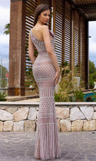 Chic and Holland HF110382 - See-Through Asymmetric Neck Evening Dress - back view