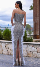 Chic and Holland HF110393 - Strapless V-Neck Column Evening Dress