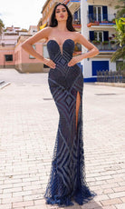 Chic and Holland HF110407 - Plunging Sweetheart Illusion Evening Dress - Silhouette Dresses