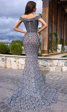 Chic and Holland HF110411 - Cap Sleeve Beaded Evening Dress